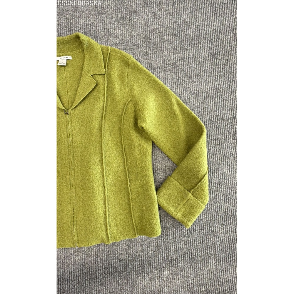 Jillian Jones Women's Vintage Green Boiled Wool Full Zip Jacket Sz XL - Picture 2 of 10